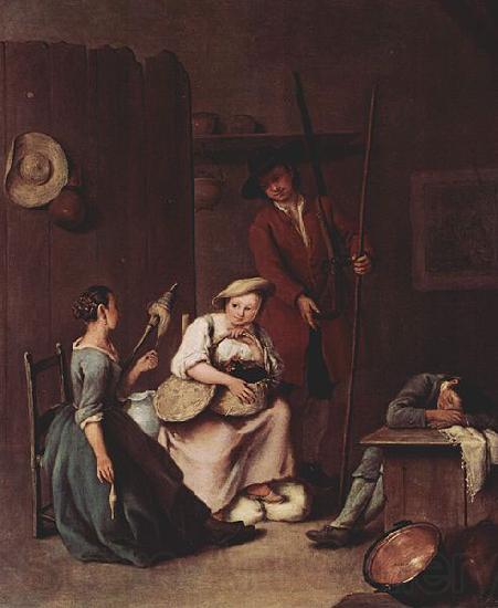 Pietro Longhi Der Jager und die Bauerinnen Spain oil painting art